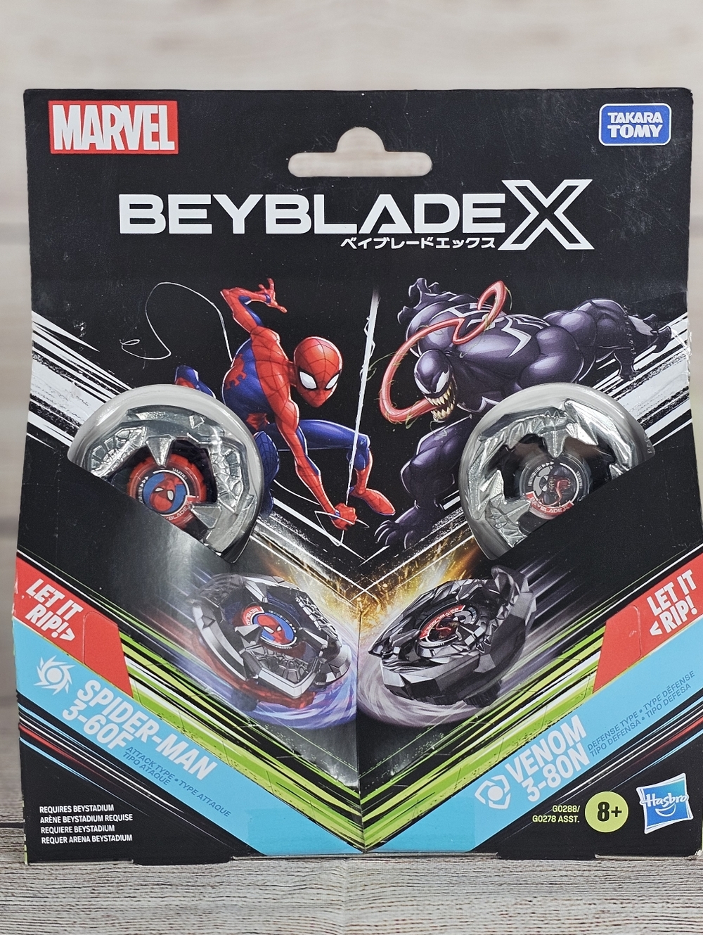 Hasbro Beyblade X Marvel Spider-Man 3-60F vs. Venom 3-80N Set